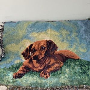 Dog 🐕 pictorial cotton Blanket throw PicKen made in USA 58” by 50” plus fringes